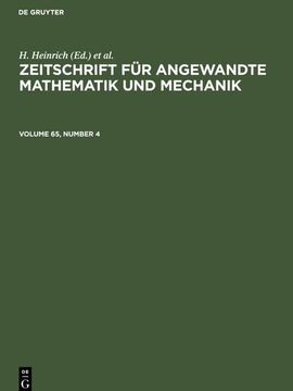 portada Zeitschrift für Angewandte Mathematik und Mechanik. Volume 65, Number 4 (en Alemán)