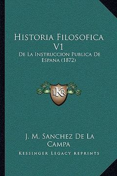 portada Historia Filosofica v1: De la Instruccion Publica de Espana (1872)