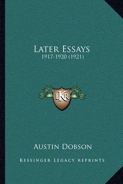 portada later essays: 1917-1920 (1921)