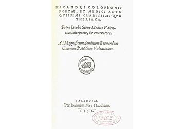 portada Nicandri Colophoni Potae et Medicitheriaca