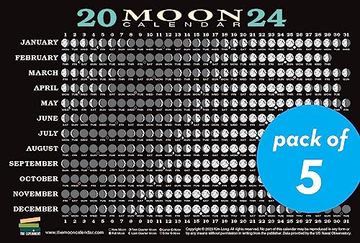 portada 2024 Moon Calendar Card (5 Pack): Lunar Phases, Eclipses, and More! (en Inglés)