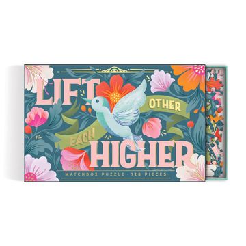 portada Galison Lift Each Other Higher 128 Piece Matchbox Puzzle - 128 Piece Jigsaw Puzzle Highlighting the Floral Artwork of gia Graham, Giftable Foil Stamped Matchbox-Style Box, Makes for a Unique Gift!