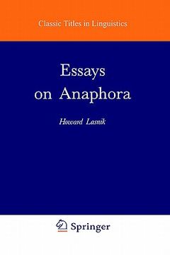 portada essays on anaphora (en Inglés)
