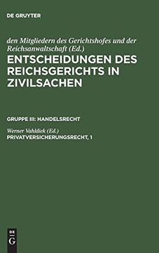 portada Entscheidungen des Reichsgerichts in Zivilsachen, Privatversicherungsrecht, 1 (in German)