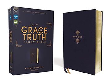 portada The Grace and Truth Study Bible: New International Version, Leathersoft, Navy, red Letter, Comfort Print (en Inglés)