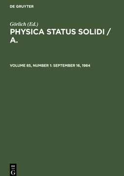 portada Physica Status Solidi / a. , Volume 85, Number 1, September 16, 1984 