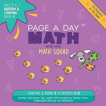 portada Page a day Math Addition & Counting Book 8: Adding 8 to the Numbers 0-10 