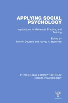 portada Applying Social Psychology: Implications for Research, Practice, and Training (in English)