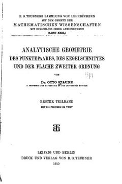 portada Analytische Geometrie des Punktepaares, des Kegelschnittes und der Fläche (en Alemán)
