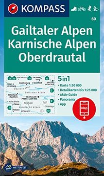 portada Kompass Wanderkarte 60 Gailtaler Alpen, Karnische Alpen, Oberdrautal 1: 50. 000 (en Alemán)