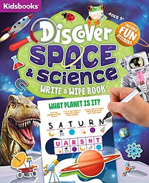 portada Discover Space & Science: Write & Wipe Book-Includes Write-And-Wipe pen and fun Stickers (en Inglés)