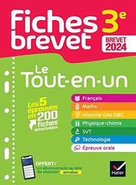 portada Fiches Brevet le Tout-En-Un du Brevet 2024 - 3e (Toutes les Matières): Français, Maths, Histoire-Géographie Emc, Svt, Physique-Chimie, Technologie (in French)