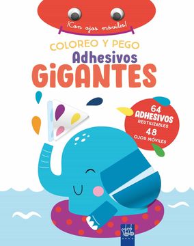 portada Coloreo y Pego Adhesivos Gigantes: Elefante