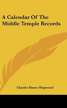 portada a calendar of the middle temple records (en Inglés)