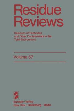 portada Residue Reviews: Residues of Pesticides and Other Contaminants in the Total Environment (en Inglés)