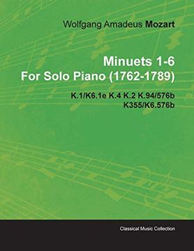portada Minuets 1-6 by Wolfgang Amadeus Mozart for Solo Piano (1762-1789) k. 1- (en Inglés)