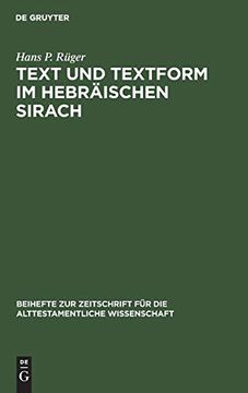 portada Text und Textform im Hebräischen Sirach (en Alemán)