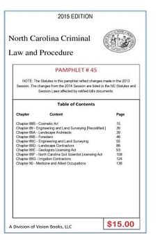 portada North Carolina Criminal Law and Procedure-Pamphlet 45