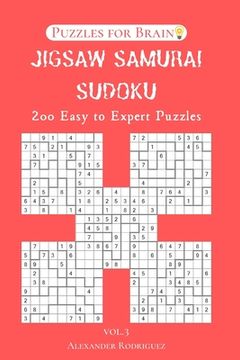 portada Puzzles for Brain - Jigsaw Samurai Sudoku 200 Easy to Expert Puzzles vol.3 (en Inglés)