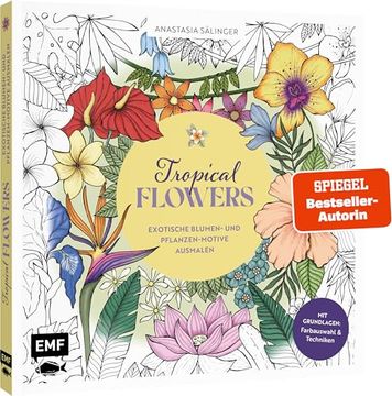 portada Tropical Flowers - Exotische Blumen- und Pflanzen-Motive Ausmalen
