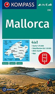 portada Kompass Wanderkarte Mallorca: 4In1 Wanderkarte 1: 75000 mit Aktiv Guide und Detailkarten Inklusive Karte zur Offline Verwendung in der Kompass-App. Autokarte. (Kompass-Wanderkarten, Band 230) (en Inglés)