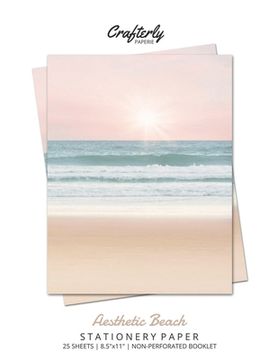 portada Aesthetic Beach Stationery Paper: Cute Letter Writing Paper for Home, Office, Letterhead Design, 25 Sheets (en Inglés)
