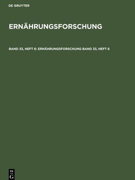 portada Ernährungsforschung. Band 33, Heft 6 (in German)