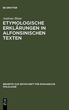 portada Etymologische Erklärungen in Alfonsinischen Texten (in German)