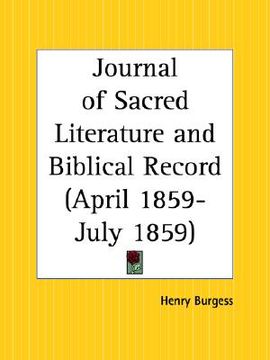 portada journal of sacred literature and biblical record, april 1859 to july 1859 (en Inglés)