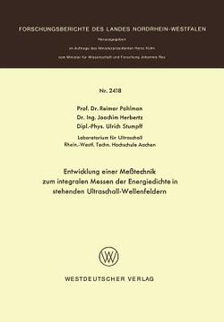 portada Entwicklung Einer Meßtechnik Zum Integralen Messen Der Energiedichte in Stehenden Ultraschall-Wellenfeldern (in German)