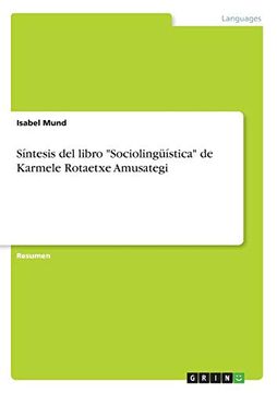 portada Síntesis del Libro "Sociolingüística" de Karmele Rotaetxe Amusategi