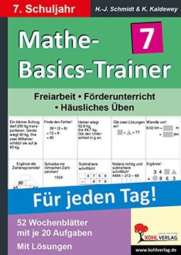 portada Mathe-Basics-Trainer / 7. Schuljahr Grundlagentraining für jeden Tag!: Für jeden Tag! (en Alemán)