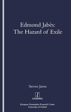 portada Edmond Jabes and the Hazard of Exile (en Inglés)
