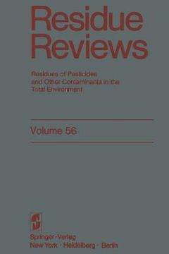 portada Residue Reviews: Residues of Pesticides and Other Contaminants in the Total Environment (en Inglés)