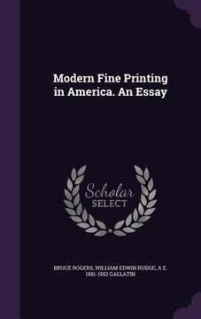 portada Modern Fine Printing in America. An Essay (in English)