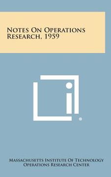 portada Notes on Operations Research, 1959 (en Inglés)