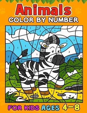 portada Animals Color by Number Books For Kids Ages 4-8 (en Inglés)