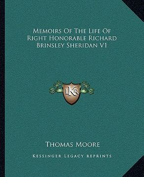 portada memoirs of the life of right honorable richard brinsley sheridan v1 (in English)