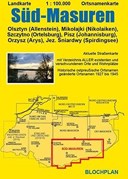 portada Landkarte Süd-Masuren: Olsztyn (Allenstein), Miko? Ajki (Nikolaiken), Szczytno (Ortelsburg), Pisz (Johannisburg), Orzysz (Arys), Jez.  Niardwy (Spirdingsee) (Ostpreußen-Landkarten)