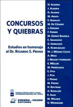 portada Concursos Y Quiebras - Estudios En Homenaje Al Dr. Ricardo S. Prono