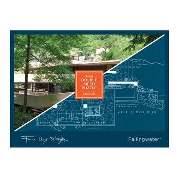 portada Mudpuppy Galison Frank Lloyd Wright Fallingwater 2-Sided Puzzle (500 Piece) (in English)