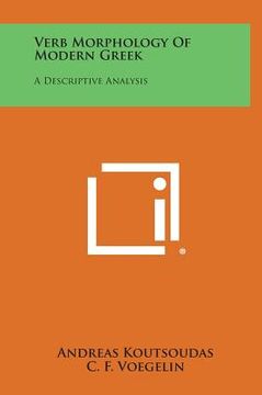 portada Verb Morphology of Modern Greek: A Descriptive Analysis (in English)