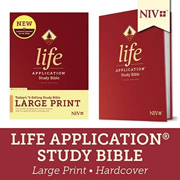 portada Niv Life Application Study Bible, Third Edition, Large Print (Red Letter, Hardcover) (en Inglés)
