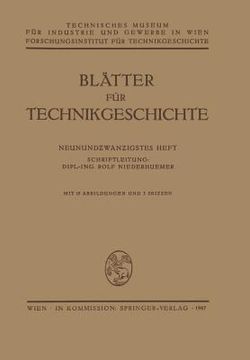 portada Blätter Für Technikgeschichte (en Alemán)