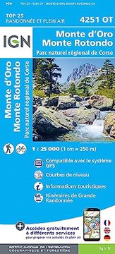portada Monte D'oro Mont Rotondo Parc Naturel Régional de Corse 1: 25 000 (in French)