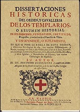 portada Dissertaciones Historicas del Orden y la Cavalleria de los Templarios