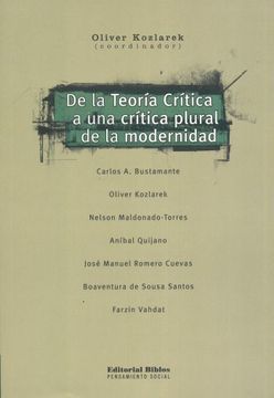 portada De la Teoria Critica a una Critica Plural de la Modernidad (in Spanish)