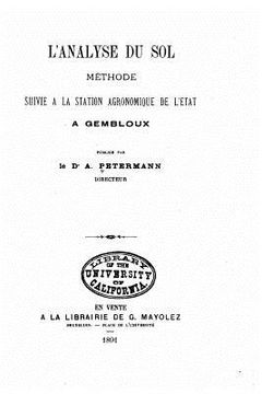 portada L'analyse du sol méthode suivie à la station agronomique de l'Etat a Gembloux (en Francés)