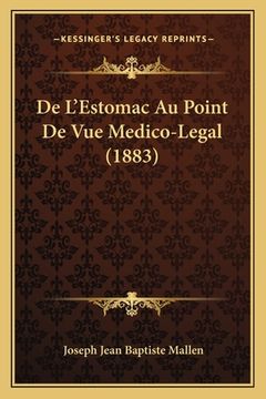 portada De L'Estomac Au Point De Vue Medico-Legal (1883) (en Francés)