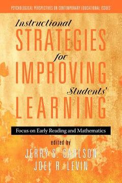 portada instructional strategies for improving students' learning: focus on early reading and mathematics (in English)